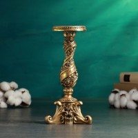 Подсвечник "Цветочки" 13х13х28см, бронза с позолотой