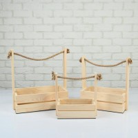 Подарочный ящик «Аром», деревянный, ручка - канат, набор 3 шт.