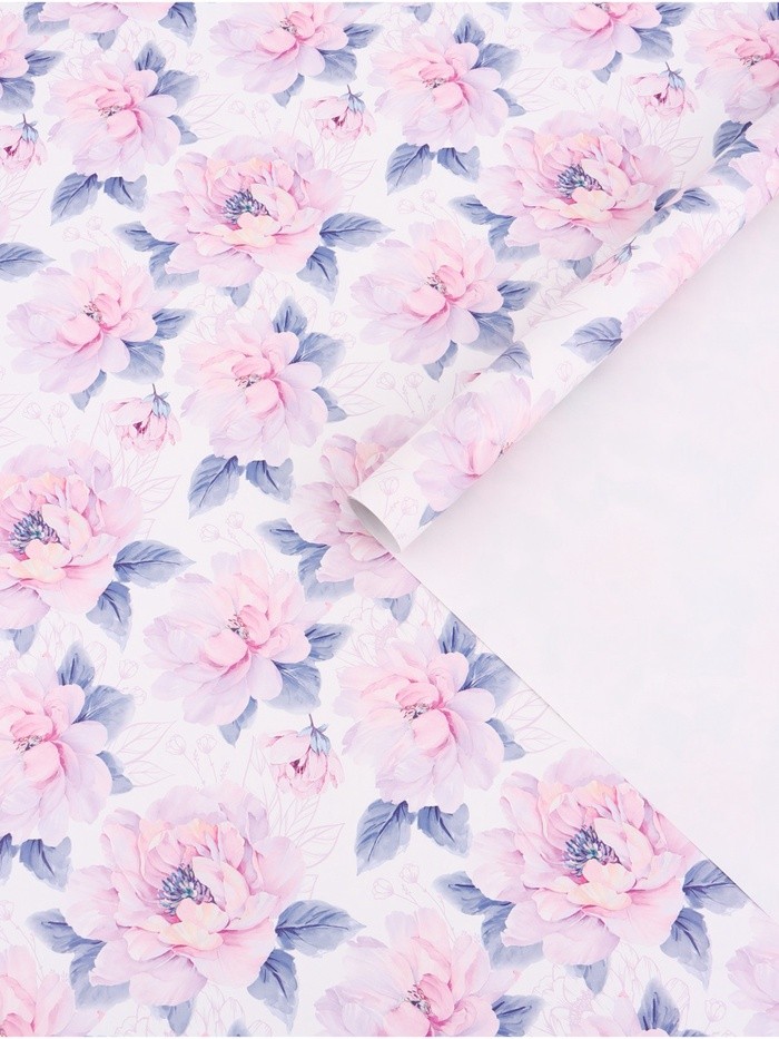 Бумага упаковочная глянцевая «Нежные цветы», 70×100 см