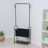 Вешалка - стойка напольная для одежды LaDо́m, с полками для хранения, 60×26×160 см, чёрная
