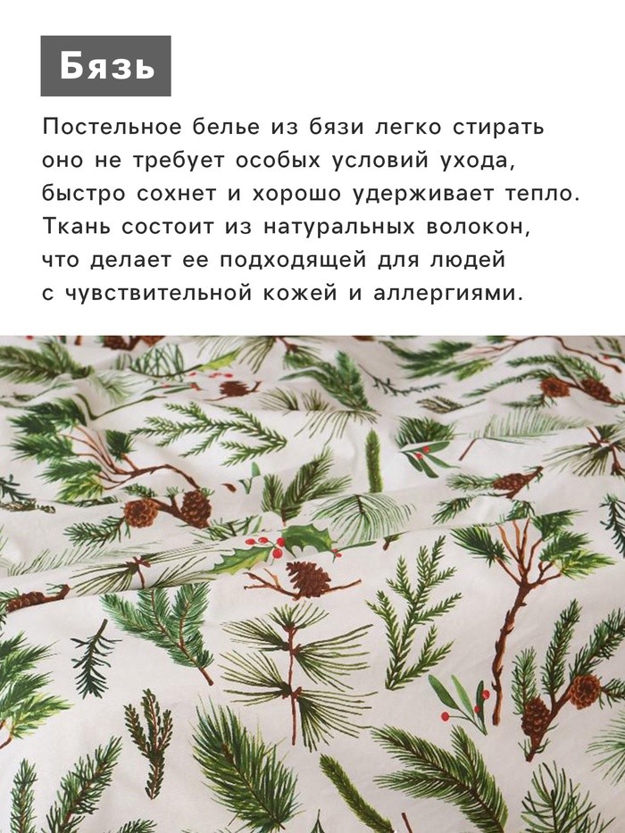 Постельное бельё 2-спальное «Этель. Еловые ветви», бязь