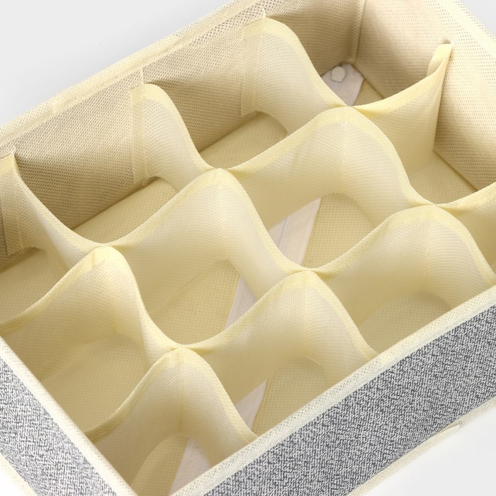 Органайзер для хранения белья Доляна «Европа», 12 ячеек, 27×20×10 см, бежевый