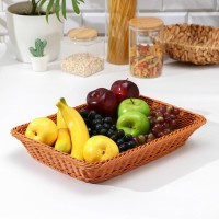 Корзина для продуктов Доляна, 40×29.5×8 см, плетёная, пластик, коричневая