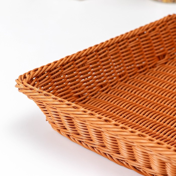 Корзина для продуктов Доляна, 40×29.5×8 см, плетёная, пластик, коричневая