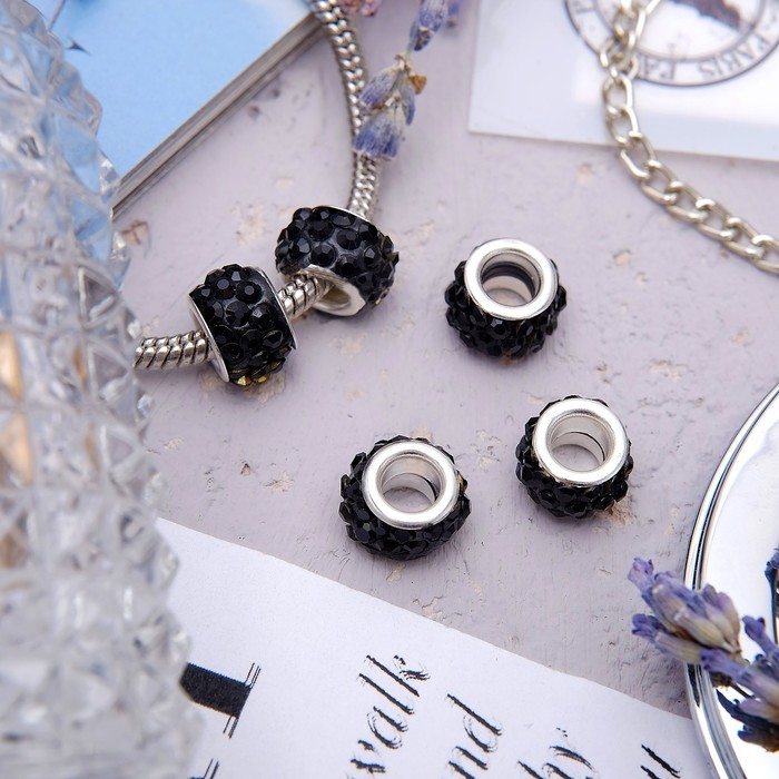 Бусинка "Шамбала" монпансье, цвет белый