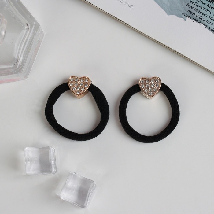 Резинка для волос "Блестящая сказка" (набор 2 шт) сердце, 4,5 см