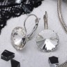 Серьги со стразами «Яркая классика», белые в серебре, d=1.6 см