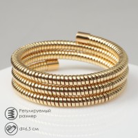 Браслет металлический «Рельеф» пружинка 3 ряда, цвет золото, d=6.5 см