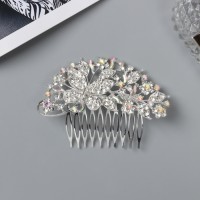 Гребень для волос QF «Молли», бабочка, 8×6 см, серебро