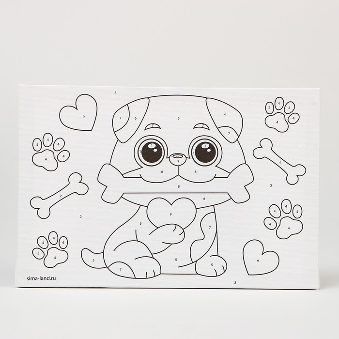 Картина по номерам для детей «Щеночек с косточкой», 20 х 30 см