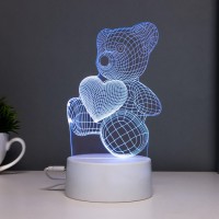 Светильник сенсорный «Мишутка» LED 7 цветов USB/от батареек белый