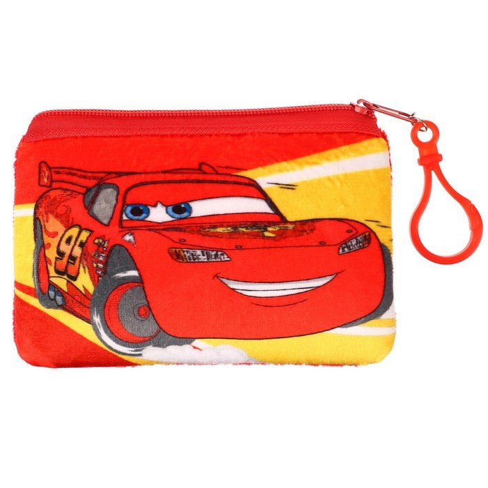 Кошелек детский для мальчика на молнии, плюшевый "Молния Маккуин", Тачки
