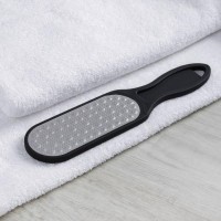 Тёрка для ног, лазерная, двусторонняя, прорезиненная ручка, 25,5 см, цвет чёрный