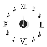 Часы-наклейка DIY "Ноты", d-45 см