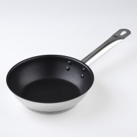 Сковорода «Общепит», d=22 см, толщина корпуса 0,6 мм, дно 3,5 мм, с теплораспределителшьным слоем, антипригарное покрытие, индукция, цвет металлик