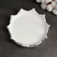 Подставка для мелочей "Корона" 16х16х3см, белый с серебром