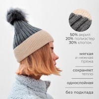 Шапка женская MINAKU, цвет серый, размер 58-60