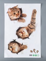 Наклейка интерьерная 3D на стену TAKE IT EASY «Три котика», 60×40 см, детская, влагостойкая, ПВХ