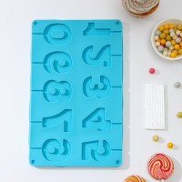 Форма для леденцов Доляна «Арифметика», силикон, 29×17 см, 10 ячеек (5×4 см), с палочками, МИКС