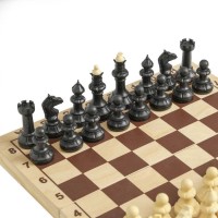 Шахматы, доска дерево 30 х 30 см, фигуры пластик, король h=10.2 см, пешка 3 см