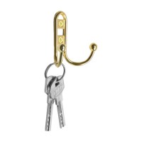 Крючок мебельный ТУНДРА TKd=016, двухрожковый, золото, 4 шт. TMP