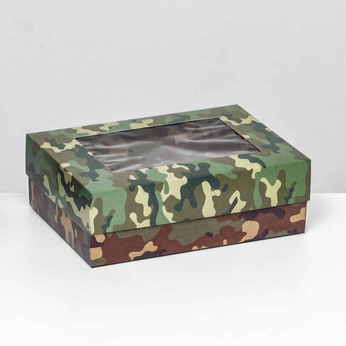 Коробка складная, с окном «Камуфляж» 21×15×7 см