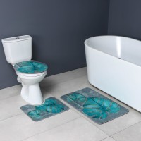 Коврики для ванной и туалета Доляна «Тропический», 3 шт., 50×80 см, 50×40 см, 40×43 см