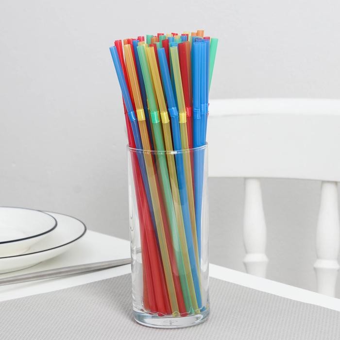 Набор одноразовых трубочек для коктейля Доляна, 0,5×21 см, 250 шт, цвет МИКС