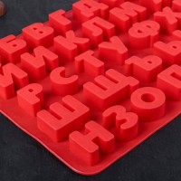 Форма для льда и кондитерских украшений Доляна «Буквы. Алфавит русский», 36,6×26,6 см, 37 ячеек, цвет МИКС
