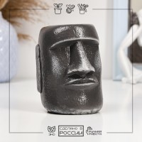 Кашпо - органайзер "Истукан моаи крупный" серый камень, 11см