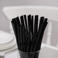 Набор одноразовых трубочек для коктейля Доляна, 0,5×21 см, 250 шт, с гофрой, цвет чёрный