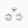 Набор серег и кафф QF «Бублик», 3 шт. сердце, цвет серебро