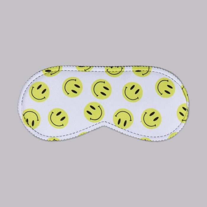 Маска для сна Good vibes, 19×8.5 см, резинка одинарная, белая, жёлтая