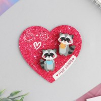 Значок деревянный «Енотики» парные, 2 шт., 9,5 х 8,7 см