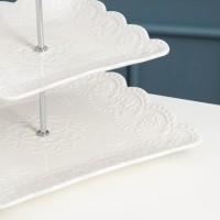 Блюдо 3-х ярусное Доляна «Сьюзен», 14,5/20/24,5 см, цвет белый