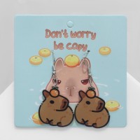 Серьги акриловые «Капибара», цвет коричневый