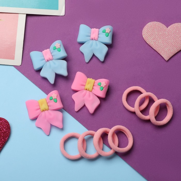 Набор для волос «Лучик»: 10 резинок,4 зажима, бантик Набор для волос «Лучик»: 10 резинок,4 зажима, бантик
