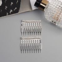 Гребень для волос QF «Медея», набор 2 шт., классика, 5×4 см, серебро