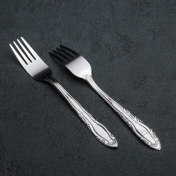 Набор столовых вилок «Общепит», толщина 0,7 мм, 6 шт, цвет серебряный