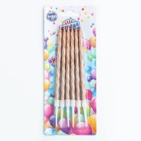 Свечи в торт витые с подставкой, 6 шт., 11 см, шампань