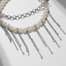 Чокер-колье многослойный «Бусина» водопад, цвет белый в серебре