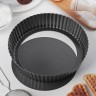 Форма для выпечки Доляна «Жаклин. Рифлёный круг», 24×5 см, со съёмным дном, антипригарное покрытие, цвет чёрный