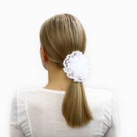 Бант для волос на резинке школьный, белый, 10.5 см, Принцессы