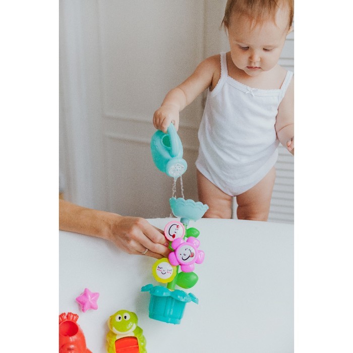 Развивающая игрушка - мельница для игры в ванной «Панда и цветок», 3 предмета, на присоске