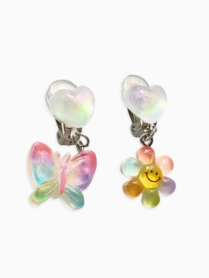 Серьги-клипсы детские «Выбражулька. Бабочка и Цветочек», цветные