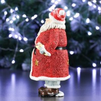 Фигура "Дед Мороз с елкой и подарком" в красном 11х10х21см