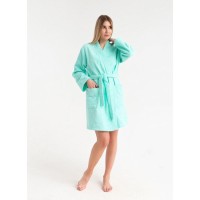 Халат махровый Экономь и Я, жен. р. 42-44 цв. нежно-бирюзовый, 100% хл, 320 гр/м2