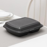 Ланч-бокс одноразовый, 24,7×20,6×7 см, 2 секции, цвет белый