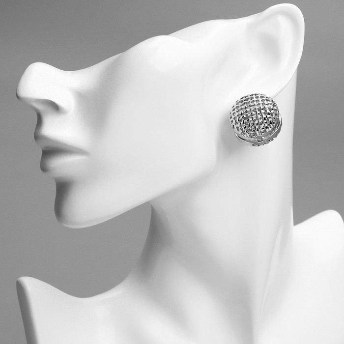 Серьги металл «Аккорд» плетение, сфера, цвет серебро