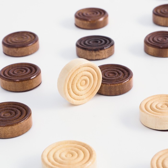 Шашки деревянные, d=2.3 см, без поля, микс